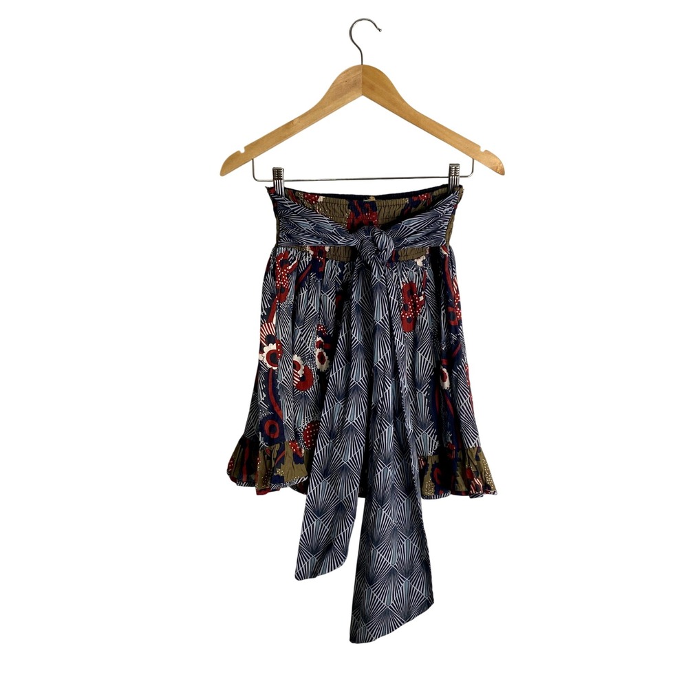 NWT Anthropologie Let Me Be Boho Geometric Floral Tie Waist Mini Skirt Small S